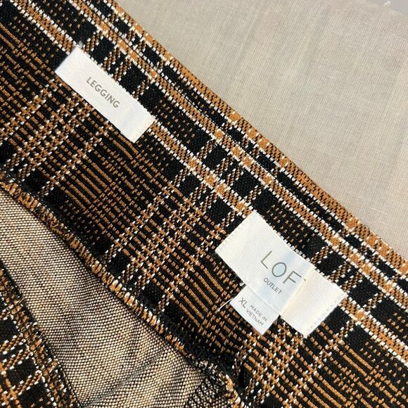 Loft yellow and black plaid thicker knit pull on leggings size  xl - Picture 5 of 6